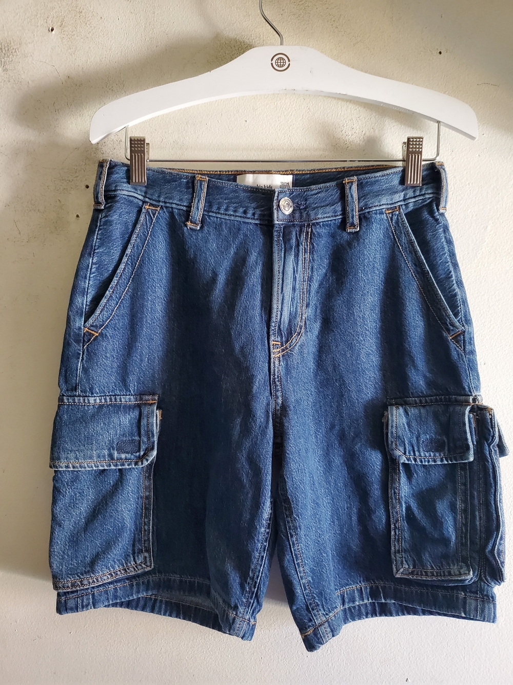 Abercombrie Kids Denim Cargo Shorts - Classic Blue.
